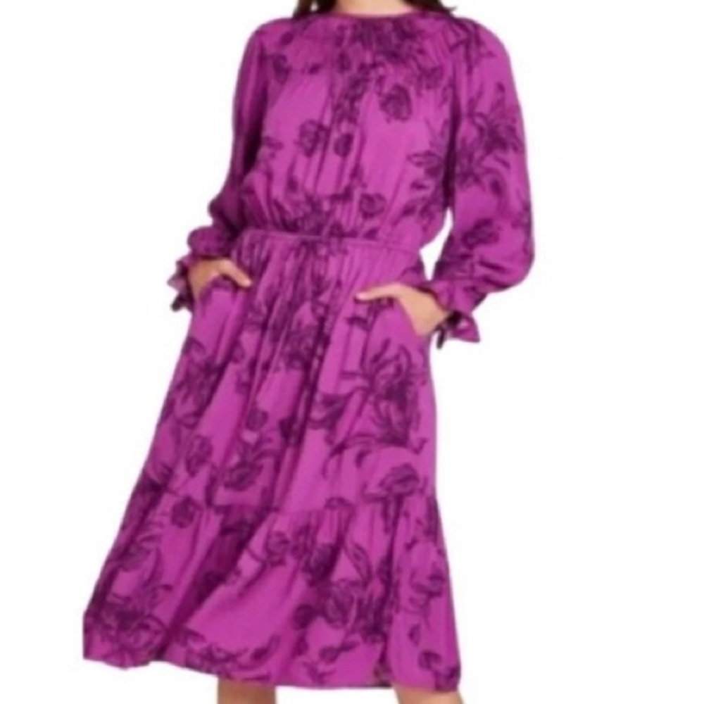 A New Day Floral Midi Dress Purple XL